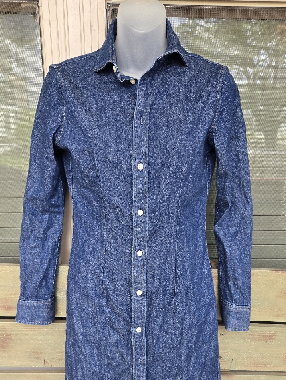 Polo by Ralph Lauren Dark Blue Denim Button-Front Midi Dress - Picture 5 of 11